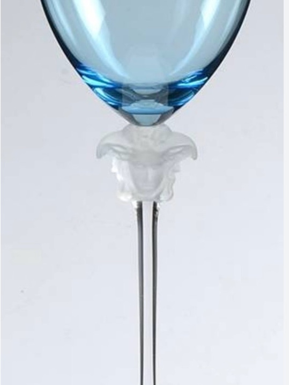 Versace Blue and Clear Medusa Stem Wine Glass